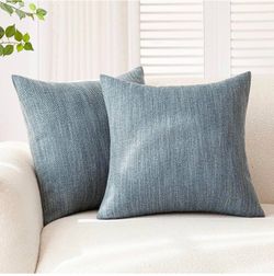 Foindtower Set of 2 Decorative Textured Burlap Linen Throw Pillow Covers Farmhouse Boho Cushion Cover Solid Accent Pillowcase for Couch Sofa Bed Livin