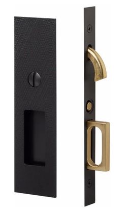 Emtek Knurled Modern Rectangular Pocket Door Mortise Lock, Flat Black