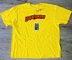 HULK HOGAN SIGNED AUTOGRAPHED HULKAMANIA T-SHIRT WWF WWE WRESTLING HOF JSA COA!