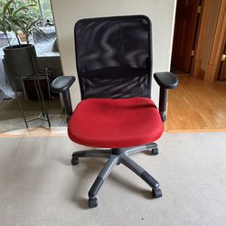 Desk Chair with Red Upholstered Seat