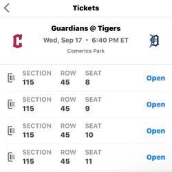 4 Tickets To tigers Game On September 17