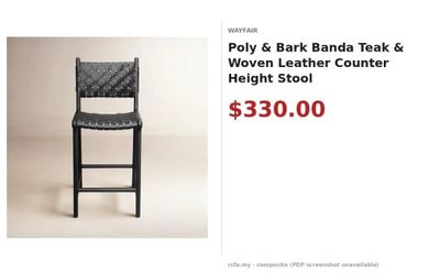 Poly & Bark Banda Teak Woven Leather Counter Stool
