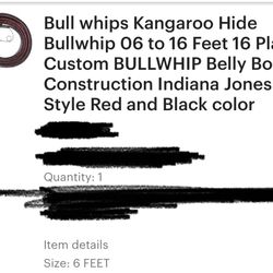 6 Foot Kangaroo Bull Whip