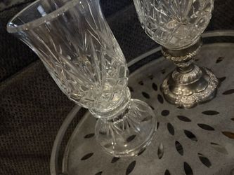 VTG. Cristal And Silver Candle Holders