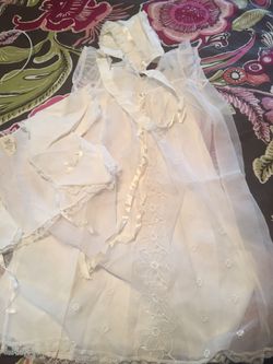 Vintage baptism dress with bonnet and cover up