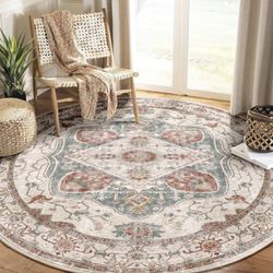 RELEANY 6ft Round Rug 6ft Round Area Rug Machine Washable Rug