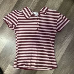 pink and maroon stripped collared shirt size: xs