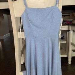 Blue Glitter Flare Dress