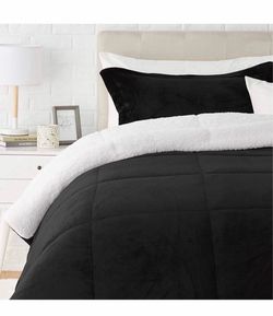 Ultra-Soft Micromink Sherpa Comforter 2-Piece Bedding Set | Twin, Black