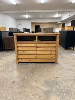 Rustic Wood Tone 4 Drawer Dresser Buffet Sideboard with Shelf Space