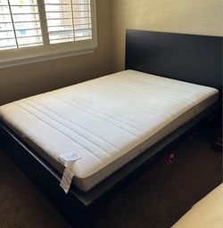 Full Size Bed Frame with Slats and Mattress
