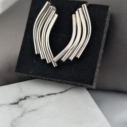 🤍🩶 Vintage 925 Sterling Silver bar earrings|1.25"|