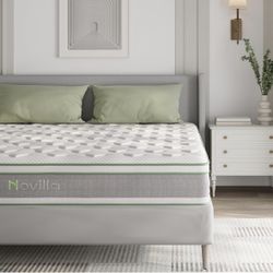 V-King Size Mattress，10 Inch Gel Memory Foam & Pocketed Coils with Motion Isolation for Refreshing Sleep, Medium Firm Feel with CertiPUR-US Foam for P