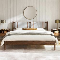 Acacia Solid Wood King Bed frame With Headboard 