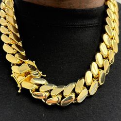 🌟 Chain Necklace 20mm Miami Cuban Link Yellow Gold Plated Handmade 5x Plated Premium Quality 🔥