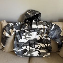 Supreme Leather Camo Anorak Jacket - Large