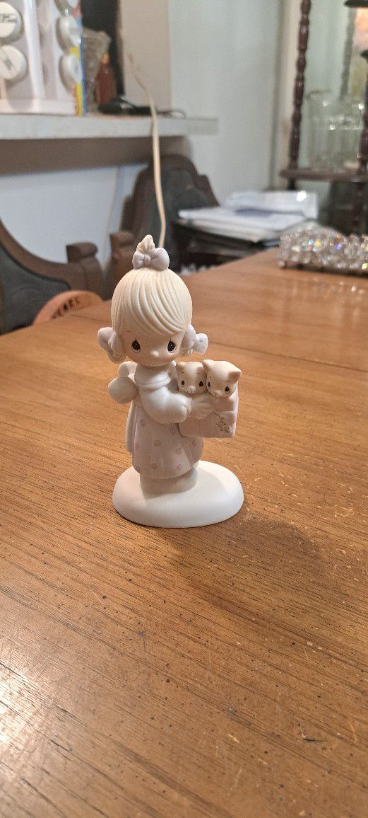 Precious Moments Collectible Figurine Hand Painted Bisque Porcelain, "To Thee With Love" 1979