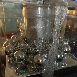 Unopened Sliver Candle And Candle Holder With Bells