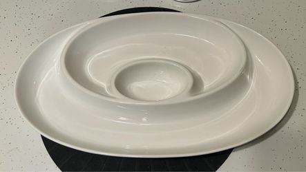White Ceramic Chip and Dip Serving Platter