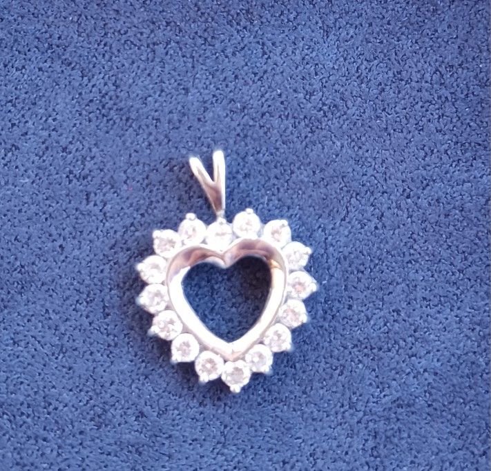 Sterling Silver Heart Pendant With Diamonds