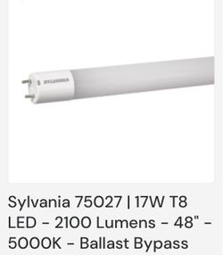 SYLVANIA - BALLAST FREE T8 LINEAR LED LAMP (4 FOOT) - 17 WATT - 5000K LIGHT COLOR - LED17T8/L48/FG/850/BF [75027]
