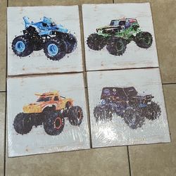 New Monster Jam Truck Canvas Wall Art Set