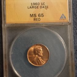 1960 1 Cent Large Date MS 65 Red Coin