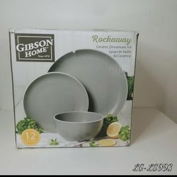 Grey dinnerware  set 12 pieces. 