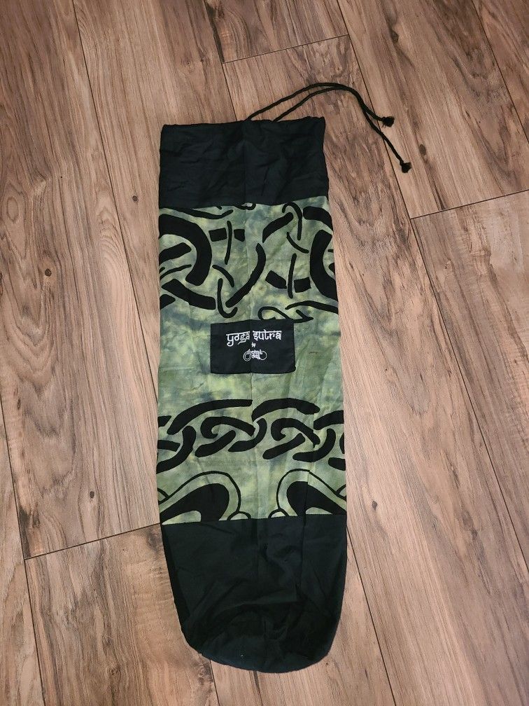 Ancient Circles Draw String Yoga Mat Bag Green Tie Dye Shoulder Strap