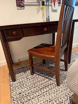 Wooden desk and chair