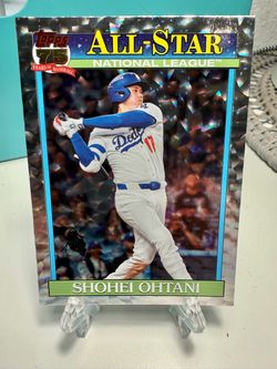 Shohei Ohtani Dodgers MVP baseball cards - prices below in pic order