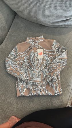 Silver Sequin Mesh Long Sleeve dress