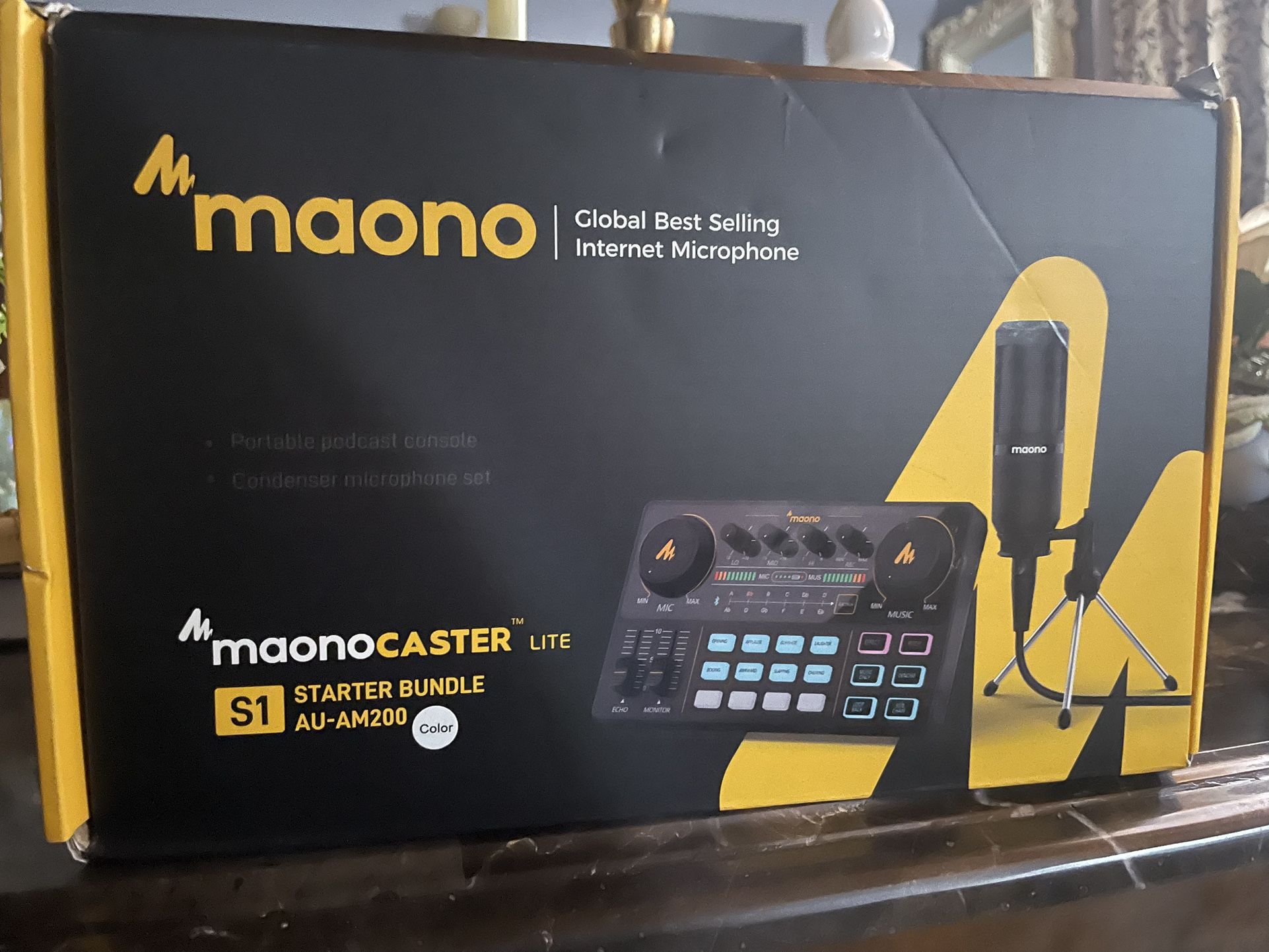 MAONO Equipo de podcast, mezclador de audio, estudio de producción de podcasts todo en uno con micrófono de 0.138 in para transmisión en vivo, grabaci