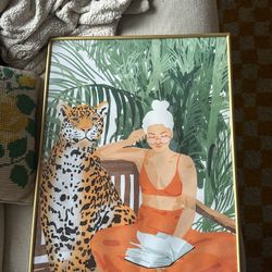 Framed Artwork- Girl And Tiger