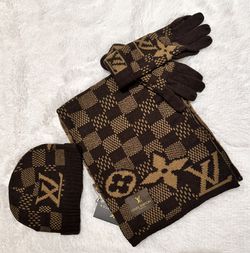 LV Louis Vuitton Winter Set Hat Gloves Scarf for Sale in Brooklyn