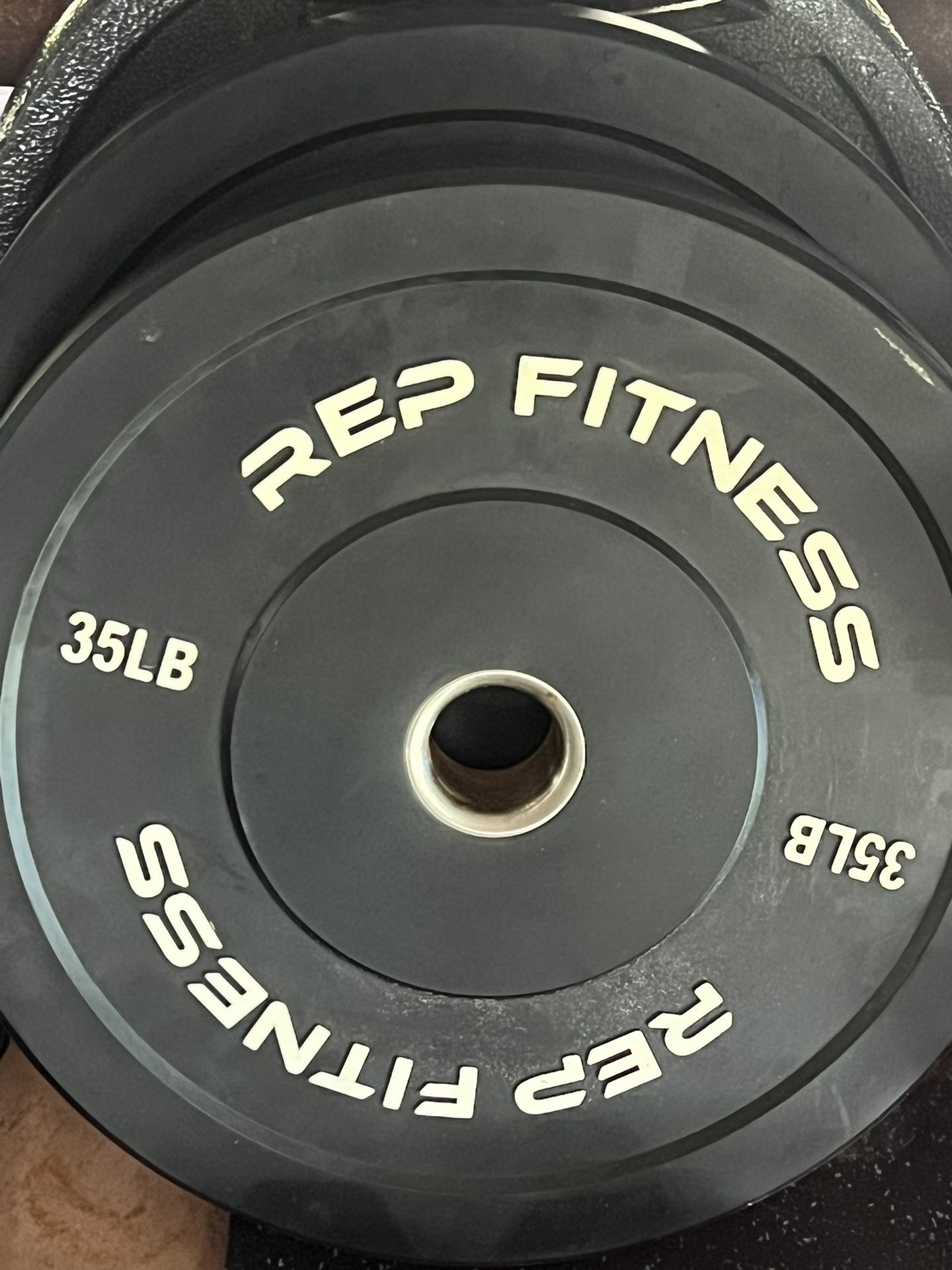 REP FITNESS (2) 35 Pound Black Rubber Plates