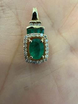 Womens Genuine Gemstone & 1/5 CT. T.W. Genuine Diamond 10K Gold Oval Pendant Zelle only meet and pick up no shipping earrings available !