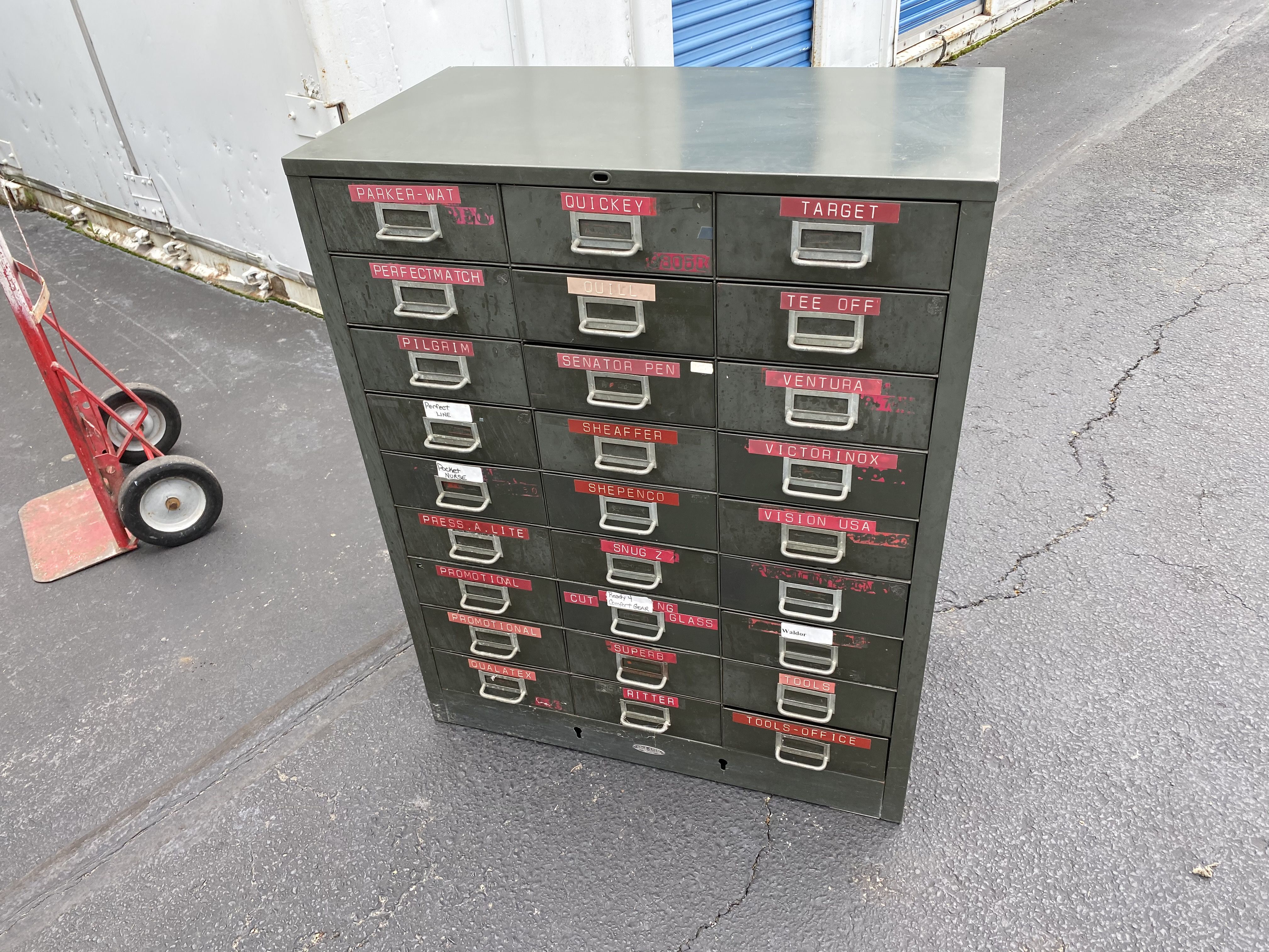 Antique Metal Storage Parts Cabinet 38" ht