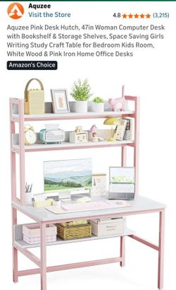 Brand New Pink 47in Computer Desk With Hutch