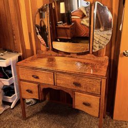 Antique Dresser Desk Makeup Station 