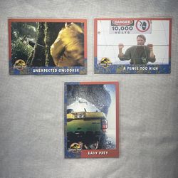 🔥❤️🦖 1993 Jurassic Park (3) Card Lot - Topps Trading Cards - Unexpected Onlooker, A Fence Too High and Easy Prey 🦖❤️🔥