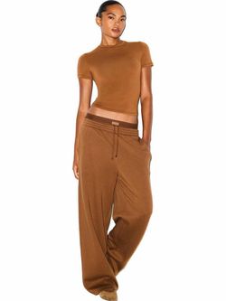 Skims Cotton Blend Fleece Exposed Boxer Pants