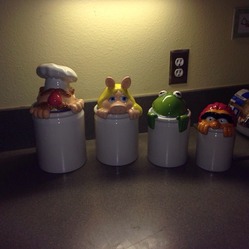 Muppets Ceramic Kitchen Canister Set Kermit Animal Piggy Chef Sugar Flour Coffee Tea