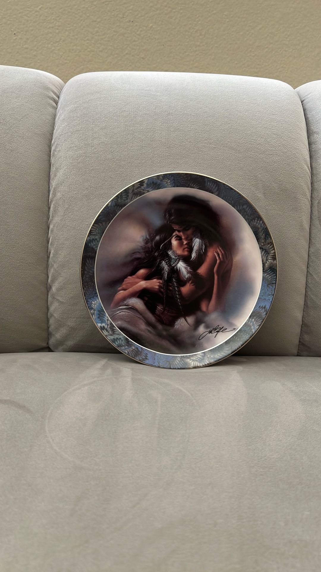 The Lovers Soul mates limited edition 1995 Bradford exchange plate Christmas/ Native American vintag