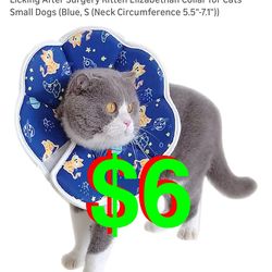 Cat Recovery Collars Waterproof Pet Cone Stop Licking After Surgery Kitten Elizabethan Collar for Cats Small Dogs (Blue,  Medium (Neck Circumference 7