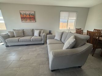 Gray Fabric Sofa and Loveseat Set