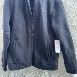 Black fuzzy Jacket with front Reebok Logo size XL Youth New