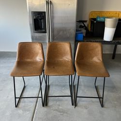 3 Brown Bar Stools 