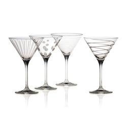 Set Of 4 Etched Mikasa Cheers Martini And Glasses 