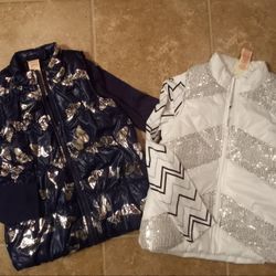 Bundle of 2 Girls Sparkle Vests and Shirts Sz.M7/8